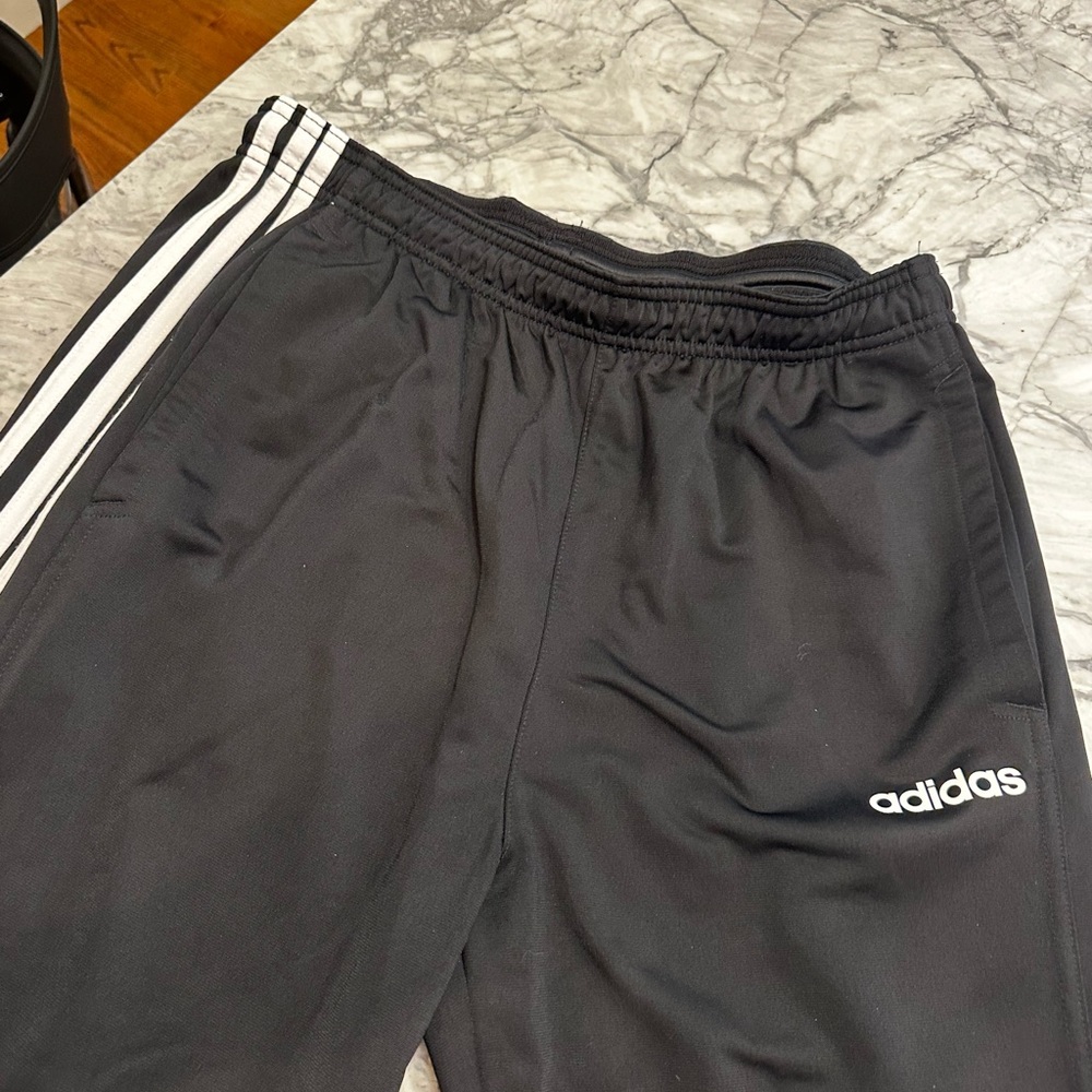 adidas Men’s Black Joggers with White Stripes, EUC, L